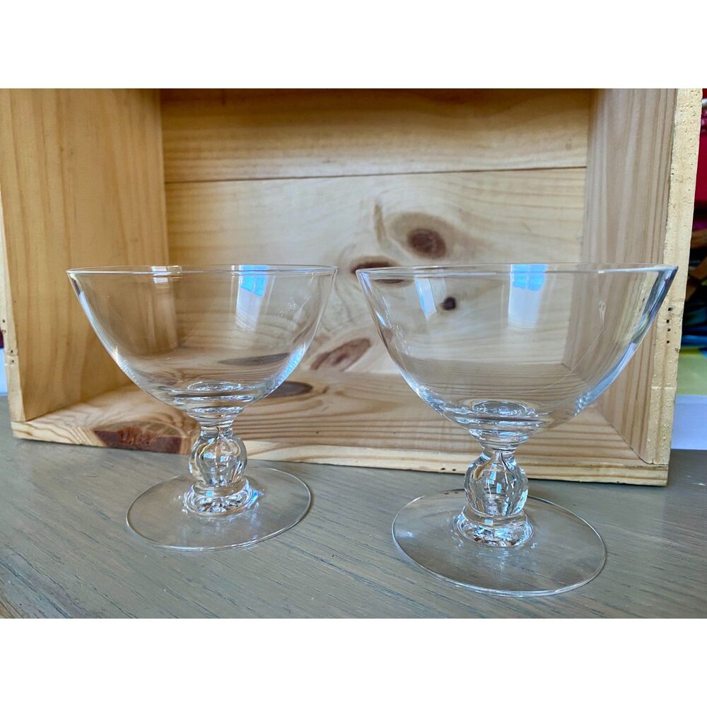 Four 4" Tall Coupe Style Clear Glass Footed Bowls Dessert or Champagne or???